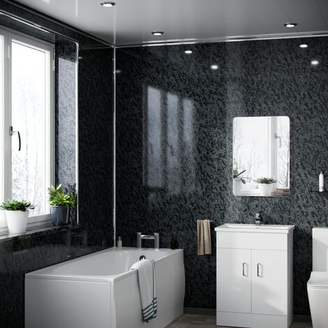 Falore Panel PVC Black Perlescent Cladding Wall 1000mm X 2400mm X 10mm (Pack Of 1)