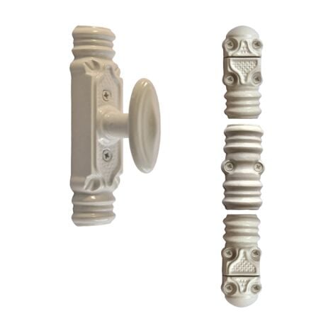 FONDERIE ROLLINGER Falsa cremonese ROLLINGER bianco rustico - Pomello n°6 - Per asta 16 x 8 - CRD168BT6BV