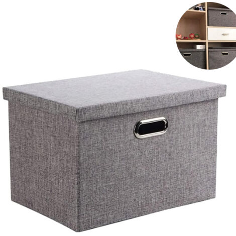 Faltbare Aufbewahrungsbox, Aufbewahrungsfach, faltbarer Wäschekorb mit Deckel, grau