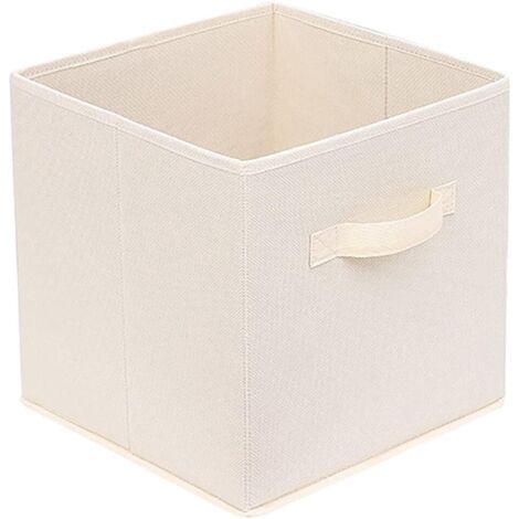 Faltbare Aufbewahrungsbox aus beigefarbenem Stoff, 25 cm B x 25 cm L x 25 cm H, ohne Deckel, Schubladentyp, 1 Stück