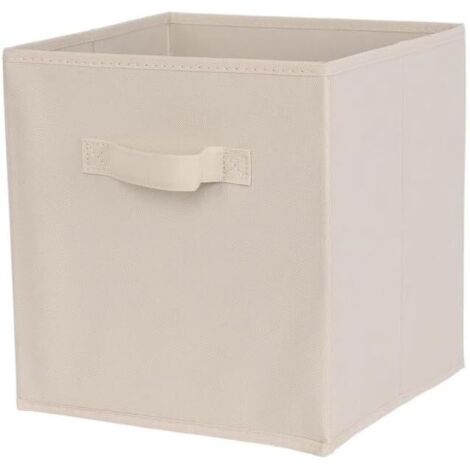 Faltbare Aufbewahrungsbox aus beigefarbenem Stoff, 30 cm B x 30 cm L x 30 cm H, ohne Deckel, Schubladentyp, 1 Stück