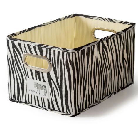 Faltbare Aufbewahrungsbox in Zebraform, faltbare Aufbewahrungsbox aus Stoff mit Griff
