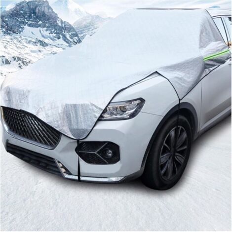 Faltbare Auto-Windschutzscheibenabdeckung, universelle Auto-Frostschutzabdeckung mit elastischen Haken – Silber, 255 x 235 cm
