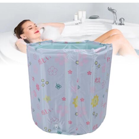 Faltbare Badewanne mit Lasche, universelles tragbares Badebecken mit 7-lagiger Isolierung, 70 x 66 cm, PVC und Netzgewebe