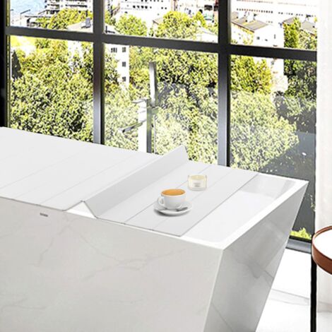 Faltbare Badewannenabdeckung Badewanne Brett Bad Wasserdichte Staubdichtes Badewannendeckel Abdeckung Tablett Faltbar Board FüR Badezimmer Wasserdicht Badewannenablage Modern Weiß (70170cm)