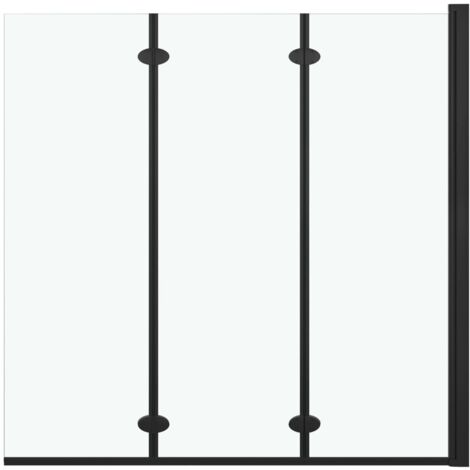 Faltbare Duschkabine 3 Paneele ESG 130x138 cm Schwarz vidaXL
