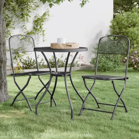 Faltbare Gartenstühle Set von 2 Metallgewebe Anthrazit