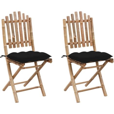 Faltbare Gartenstühle Set von 2 mit Kissen Bambus