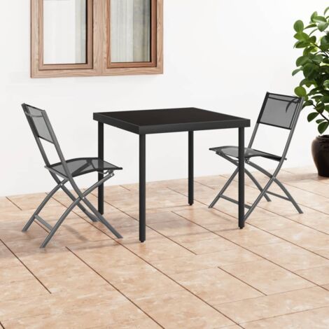 Faltbare Gartenstühle Set von 2 Schwarz Stahl und Textilene