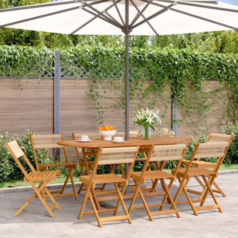 Faltbare Gartenstühle Set von 8 Beige Akazienholz