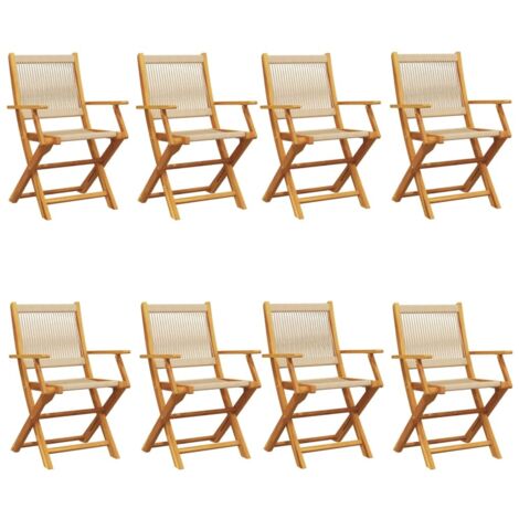 Faltbare Gartenstühle Set von 8 beige Akazienholz massiv