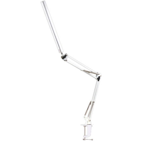 Faltbare LED-Schreibtischlampe mit langem Arm, Leselampe mit Klemme, USB-Arbeitsleuchte, 12 W, weiß, verbessertes Design