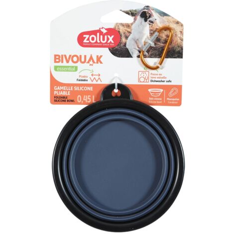 Faltbare Reiseschale Bivouak aus blauem Silikon 450 ml – Zolux