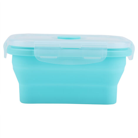 Faltbare Silikon-Lunchbox (600 ml), tragbarer Lebensmittelbehälter, Rot