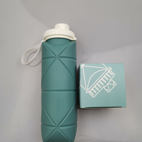 Faltbare Silikon-Wasserflasche, großes Fassungsvermögen, kompakt für Wandern und Outdoor-Sportarten, smaragdgrün