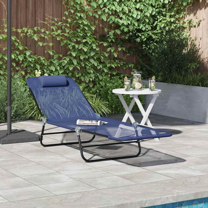 Faltbare Sonnenliege Mit Kopfstütze Marine Textilene Vidaxl306705