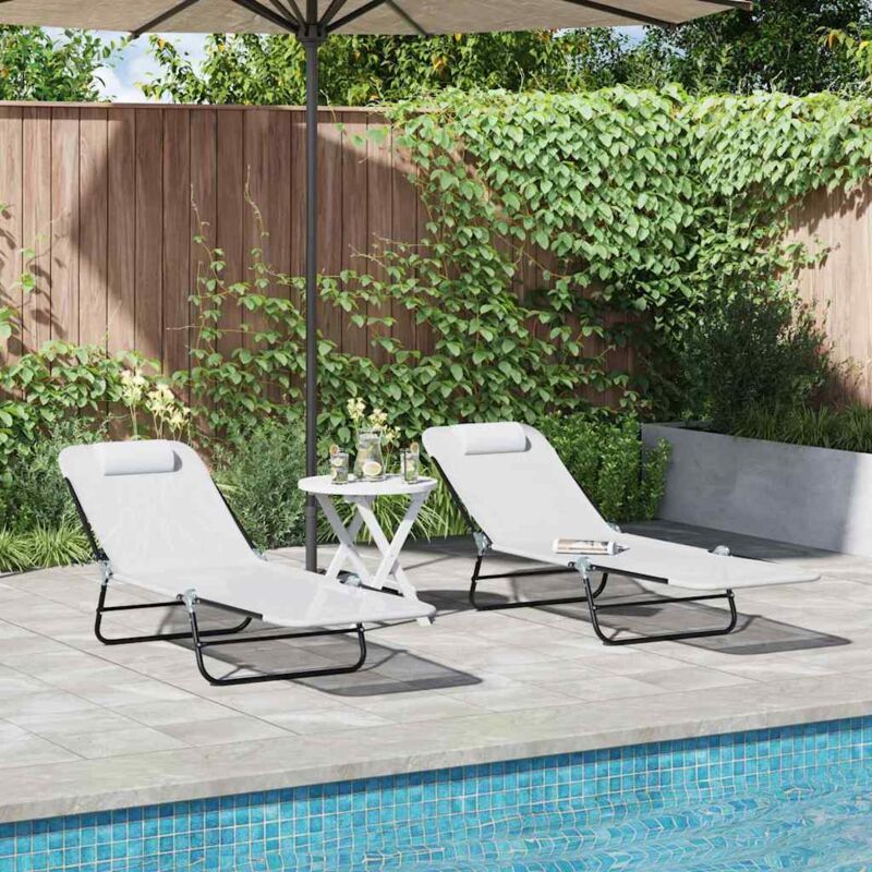 Vidaxl - Klappbare Sonnenliege 2 Pcs Creme 182 X 55 X 85, 5 Cm Textilene