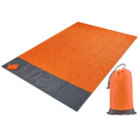 Faltbare Strandmatte 200200 cm, leichte, tragbare und wasserdichte Strandmatte mit 4 Strandpfählen für Strand, Camping, Yoga, Wandern, Reisen