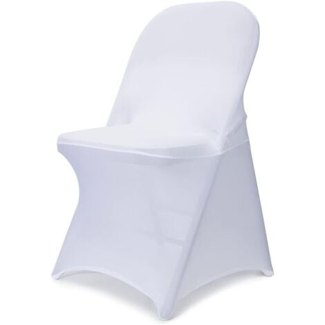 Faltbare Stuhlhussen aus Spandex – 10 verbesserte, universelle, dehnbare, waschbare Stuhlhussen für Hochzeiten, Feiertage, Bankette, Partys und Feste (Weiß)