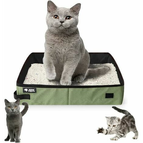 Faltbare tragbare Katzentoilette, tragbare Katzentoilette, Katzentoilette aus Oxford-Stoff, zusammenklappbare Katzentoilette, für Haustierreisen im Freien 403011 cm (grün)-BD