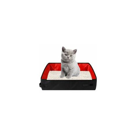 Faltbare tragbare Katzentoilette, tragbare Katzentoilette, Oxford-Stoff-Katzentoilette, zusammenklappbare Katzentoilette, für Reisen im Freien, 40 x 30 x 11 cm (rot)