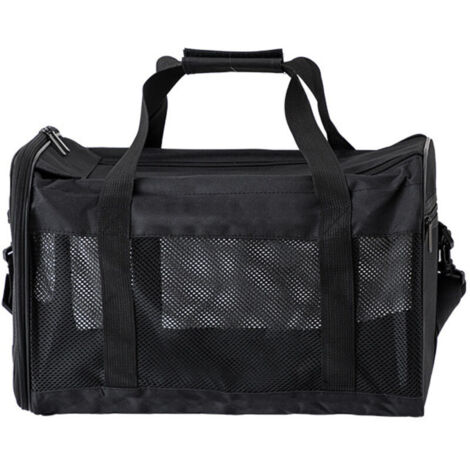 Faltbare Transportbox für Hunde und Katzen: 42 x 27 x 28 cm, mit Napf, tragbar (Schwarz)