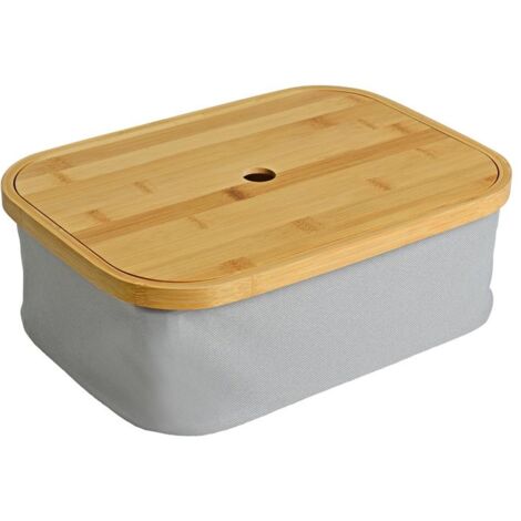 Faltbarer Bambuskorb Aufbewahrungsbox Hellgrau 35x25x12 cm Aufbewahrungskorb