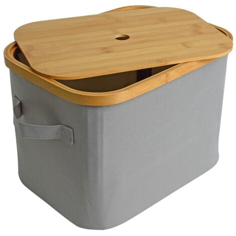 Faltbarer Bambuskorb Aufbewahrungsbox Hellgrau 35x25x24 cm Aufbewahrungskorb