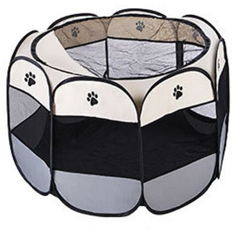 Faltbarer Hunde-Katzen-Laufstall, beige, grau