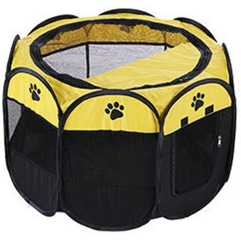 Faltbarer Hunde-Katzen-Laufstall, gelb, schwarz
