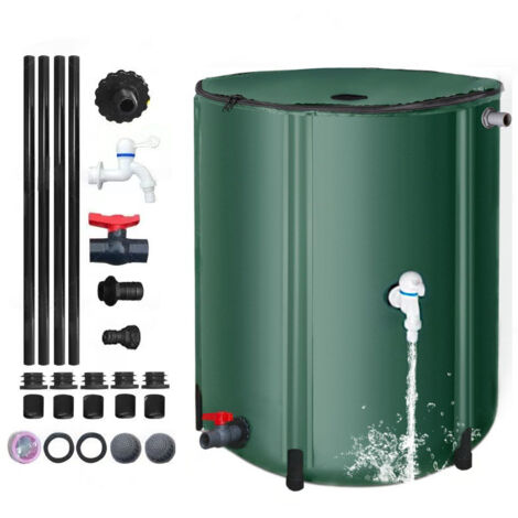 Faltbarer Regenwassersammeltank, 100 l, PVC-Wassersammelbehälter mit Wasserhahn, für Terrasse und Garten (Grün)