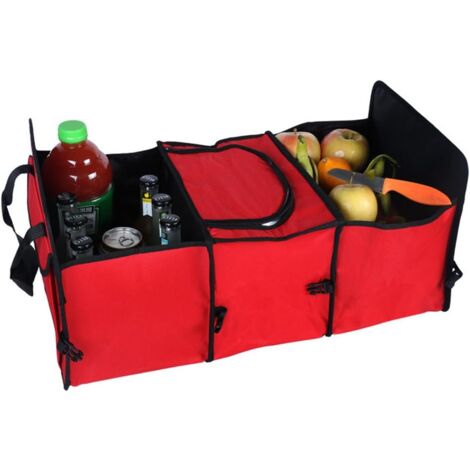 Faltbarer, robuster und multifunktionaler Oxford-Stoff-Organizer für Auto, für Reisen, Urlaub, Camping (rot)