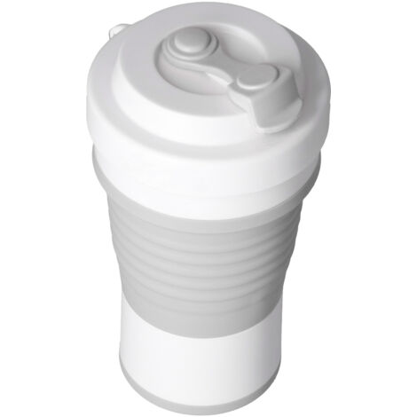 Faltbarer Silikon-Reisebecher, auslaufsicherer Isolierbecher für Kaffee, Wandern und Büro, tragbar und kompakt, Grau