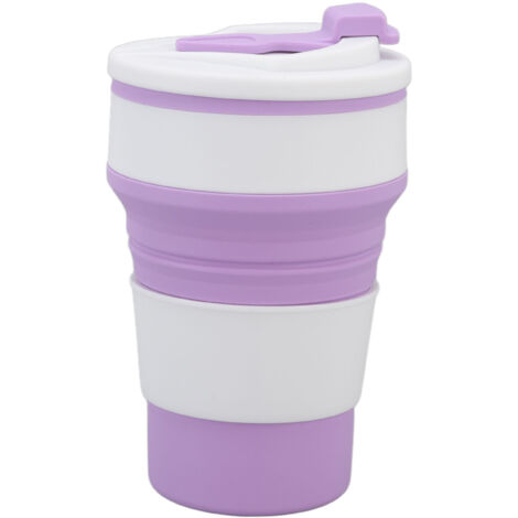 Faltbarer Silikonbecher (500 ml), hitzebeständig, ideal für Reisen und Outdoor-Aktivitäten, dunkelviolett