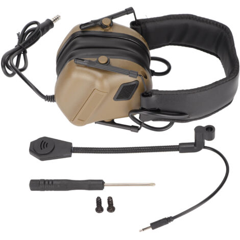 Faltbarer und einziehbarer Jagdhelm mit Mikrofon für einen Kopfumfang von 52 bis 64 cm, Farbe: Schlamm