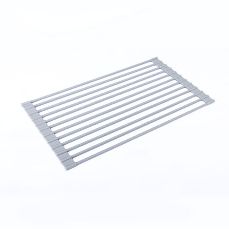 Faltbarer und rutschfester Abtropfständer zum Aufhängen, stabiler Metall-Abtropfständer 42 x 24,5 cm, rundes Silikondesign