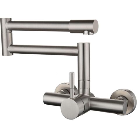 QIEDIE Faltbarer Waschbecken-Wasserhahn, Wandmontage, Einhebelmischer, Küchenarmatur, Edelstahl [verbesserte Version]