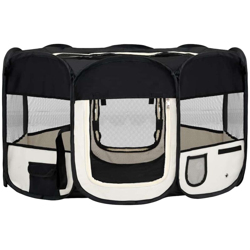 Vidaxl Faltbarer Hundezwinger Mit Tragetasche Schwarz 145x145x61cm