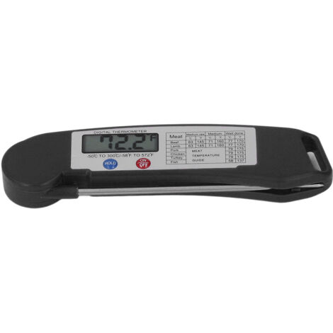 Faltbares, intelligentes digitales elektronisches Lebensmittelthermometer mit Direktanzeige, Schwarz