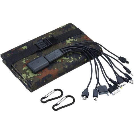 Faltbares Solarladegerät, 20 W, leicht zu tragen, Stromversorgung, 12 V DC, für Outdoor-Wandern, Camping, Reisen, Camouflage FLITI