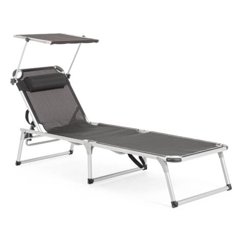 Faltbares Sonnenbett mit Sonnendach Cayo Anthrazit - 58a x 193b x 76h cm