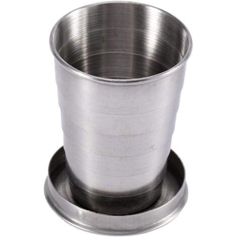 Faltbecher, 240 ml/140 ml/75 ml, Edelstahl, Teleskopbecher, Weinglas, Schlüsselanhänger, Premium, stapelbar, Trinkflasche für draußen, Teleskop-Campingflasche, faltbare Wasserbehälter (S)