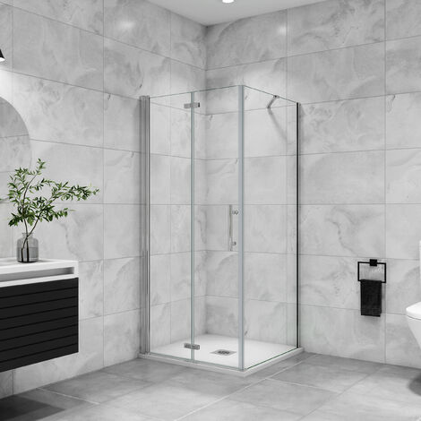 Falttür:80x197cm+Seitenwand:76x195cm Duschkabine Duschabtrennung Dusche Drehtür