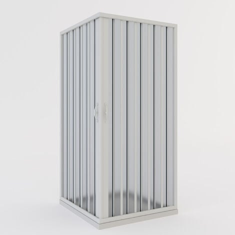 Faltwand Duschkabine weiße PVC H 185 cm Mod. Aster mit zentraler Öffnung 80x80 cm