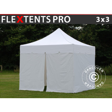 Faltzelt Faltpavillon Wasserdicht FleXtents PRO "Peaked" 3x3m