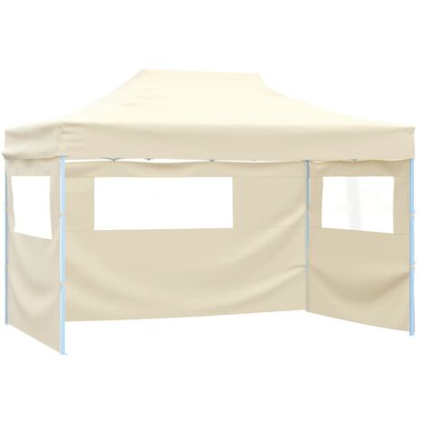 Faltzelt mit 3 Wänden 3x4 m Stahl Creme