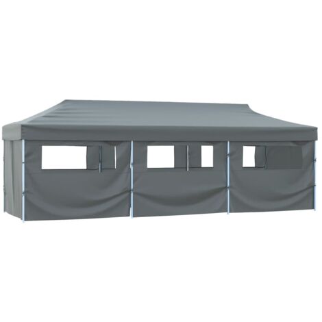 Faltzelt，Partyzelt Pop-Up，Faltpavillon，Pavillon Faltbar für Camping/Markt/Festival mit 8 Seitenwänden 3x9 m Anthrazit XDGN643814
