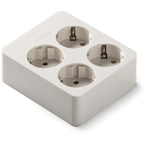 Famatel 2504 Base Cuadrada 4 Tomas TT Blanca 16A 230V