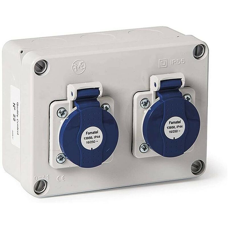 

Famatel - 3064 - Caja estanca 2 tomas 2P+TT lateral