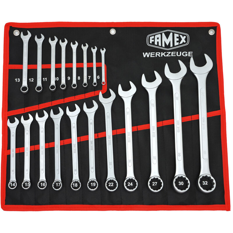 Famex - 10349-19 Jeu de clés mixtes avec poche - 19 pcs